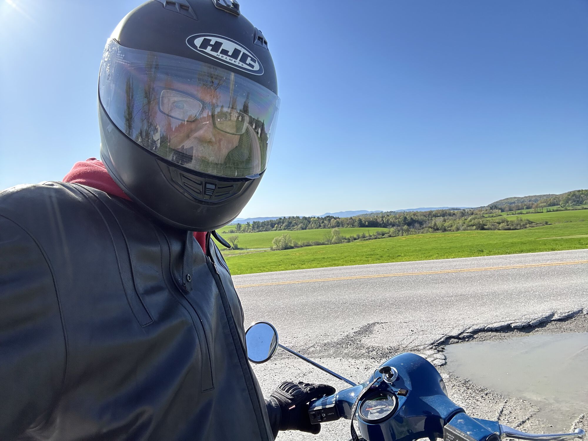 Me, on my Vespa. Shortly after leaving the house.