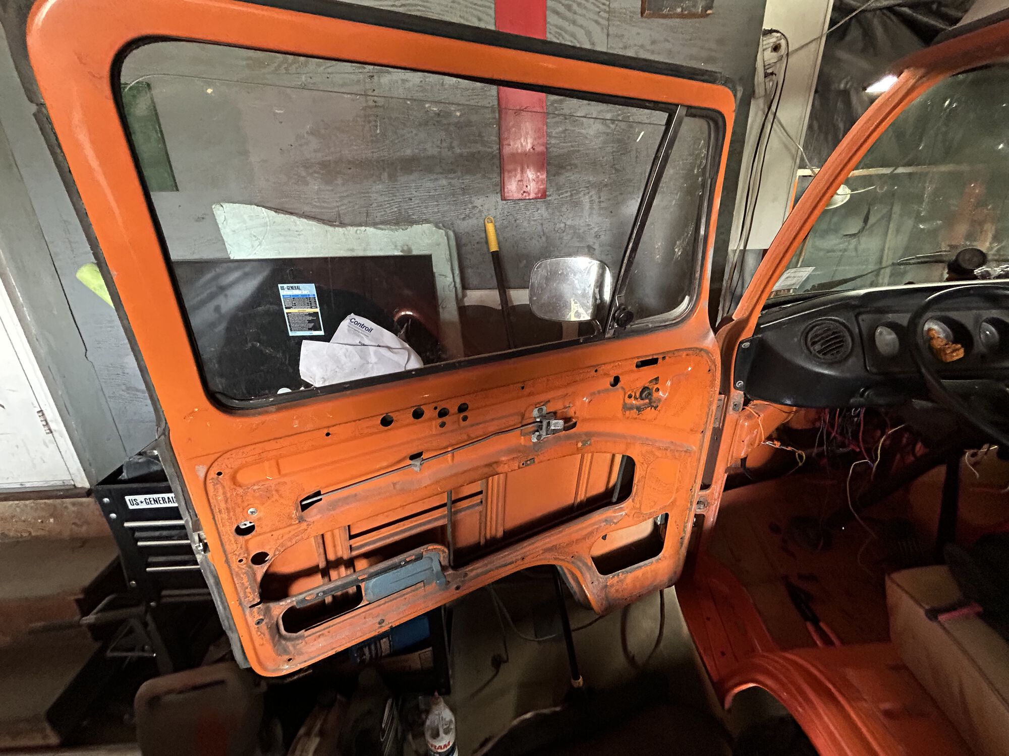 Cab door is next. It's in pretty good shape. The trim and scrapers are a bitch to install.