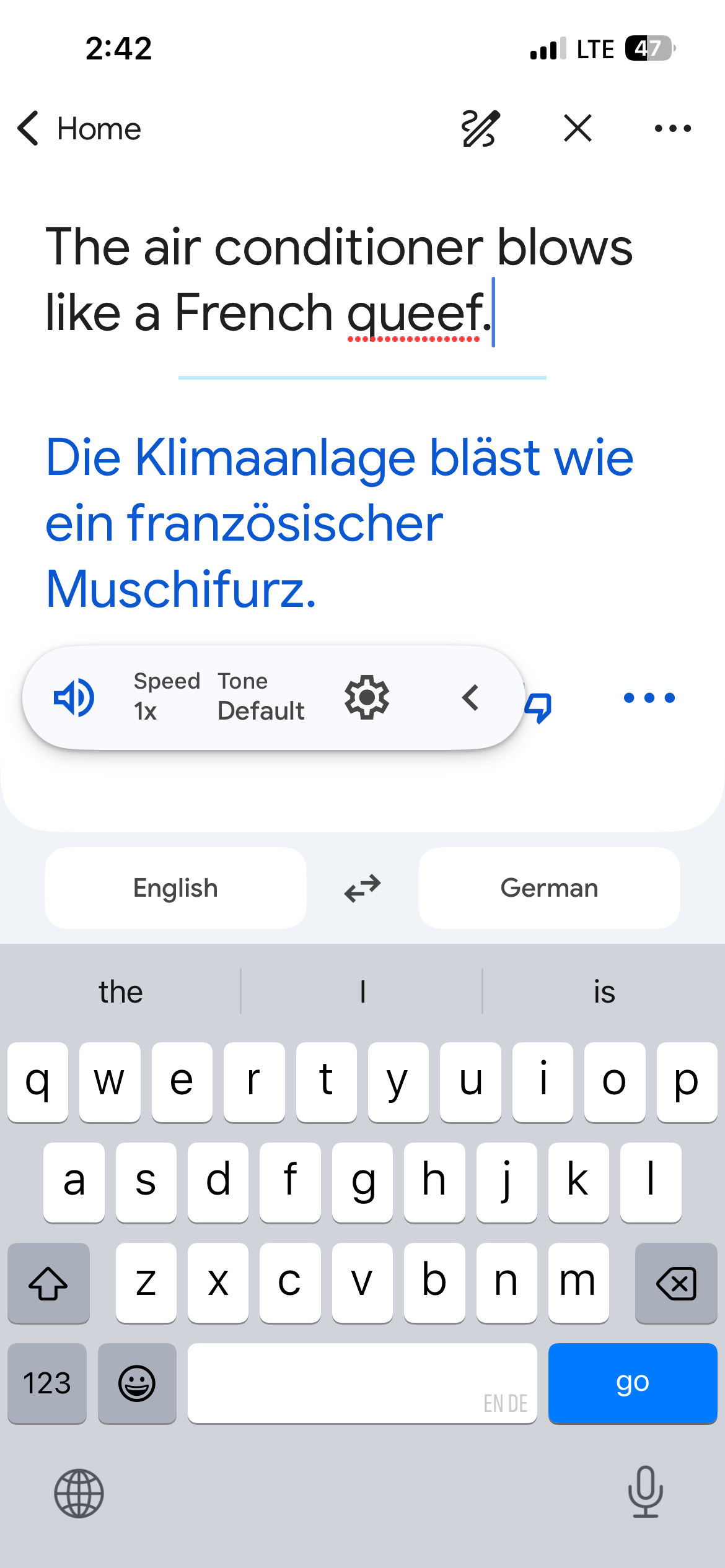 Google Translate was helpful for expressing dissatisfaction with the coin operated AC in our Air B&B.