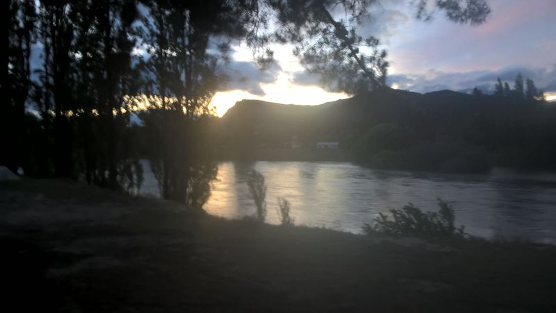 Sunset at Wanaka.  Bikes both running well.  I believe we hit the giddy heights of 90km/h today.