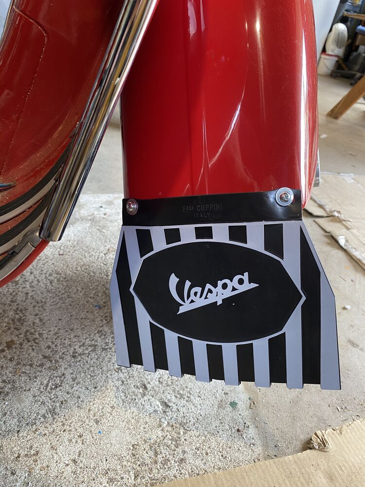 Mudflap fitted. Looking at it I'm wondering whether I should mount it under the mudguard. Any thoughts/logic etc. welcome.