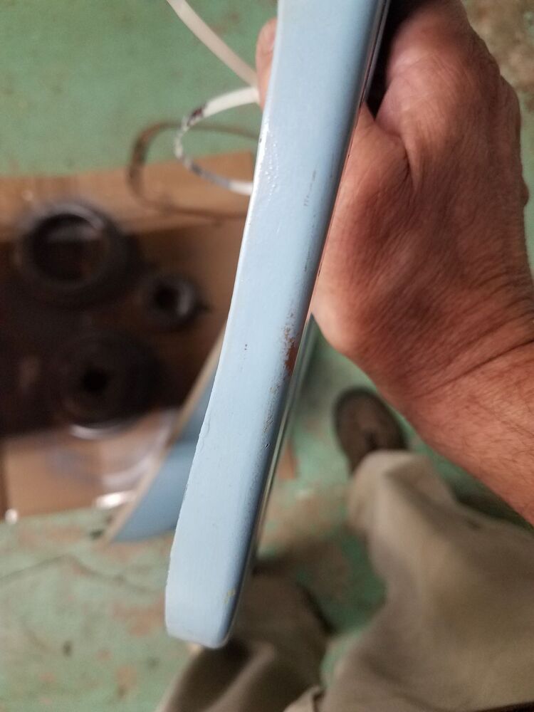The rack I brought in for him to color match. Can you see the wet paint?