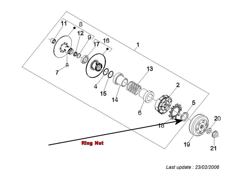 Modern Vespa Clutch is locking.