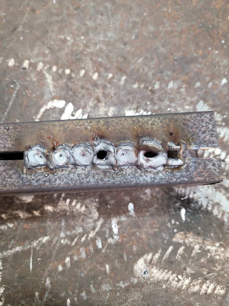 Never hit the sheet metal once you've established meat. It'll flow into the sheet metal on its own.