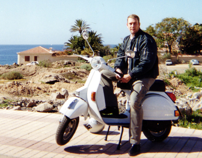 1st day with 2nd New Vespa. PX 125. (2001)