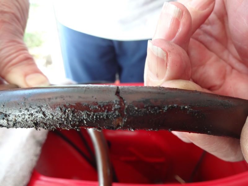 Crack in original fuel line.