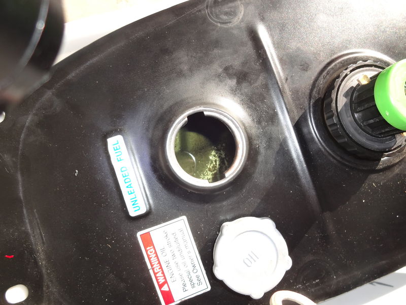 Sediment in bottom of fuel tank.