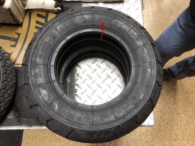 Heidenau K75 3.5-8 "tube type" tire.