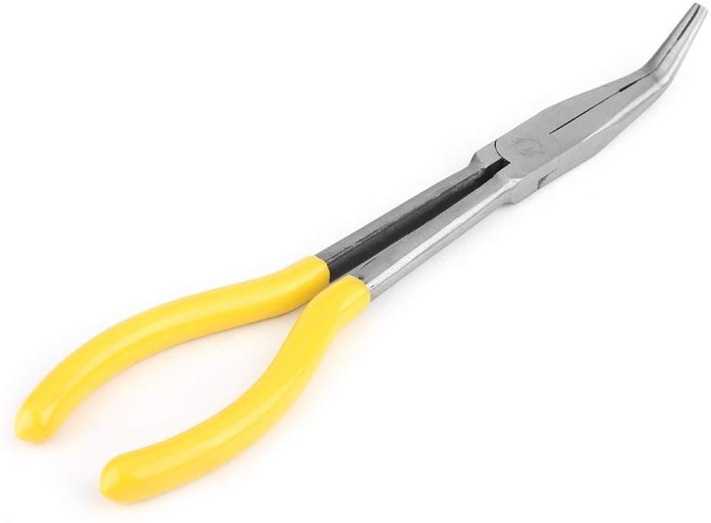 Pliers, 11 inch with tip bent 45 degrees.
