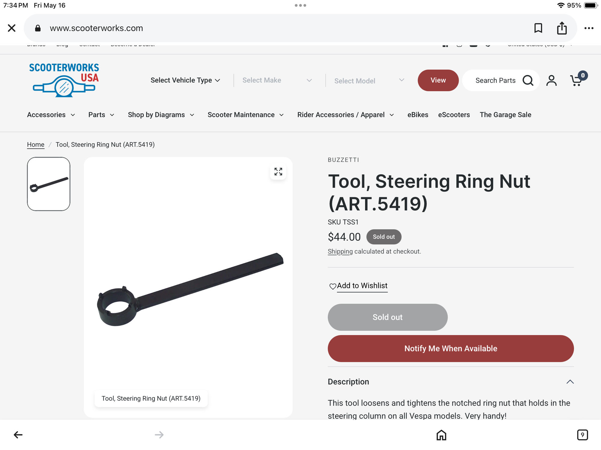 Tool 5419 Fork Ring Nut removal Tool Needed