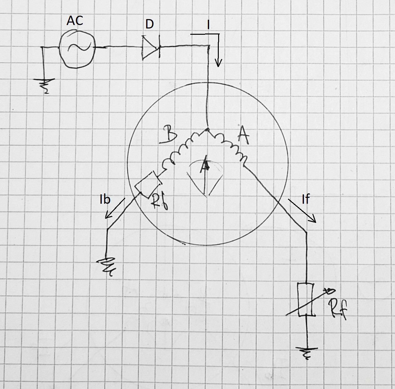 A & B are the gauge internal coils. Both are supplied with same 12Vdc. B has a current limiting resistor, sometimes added to "calibrate" the gauge. Coil A current is controlled via tank float.