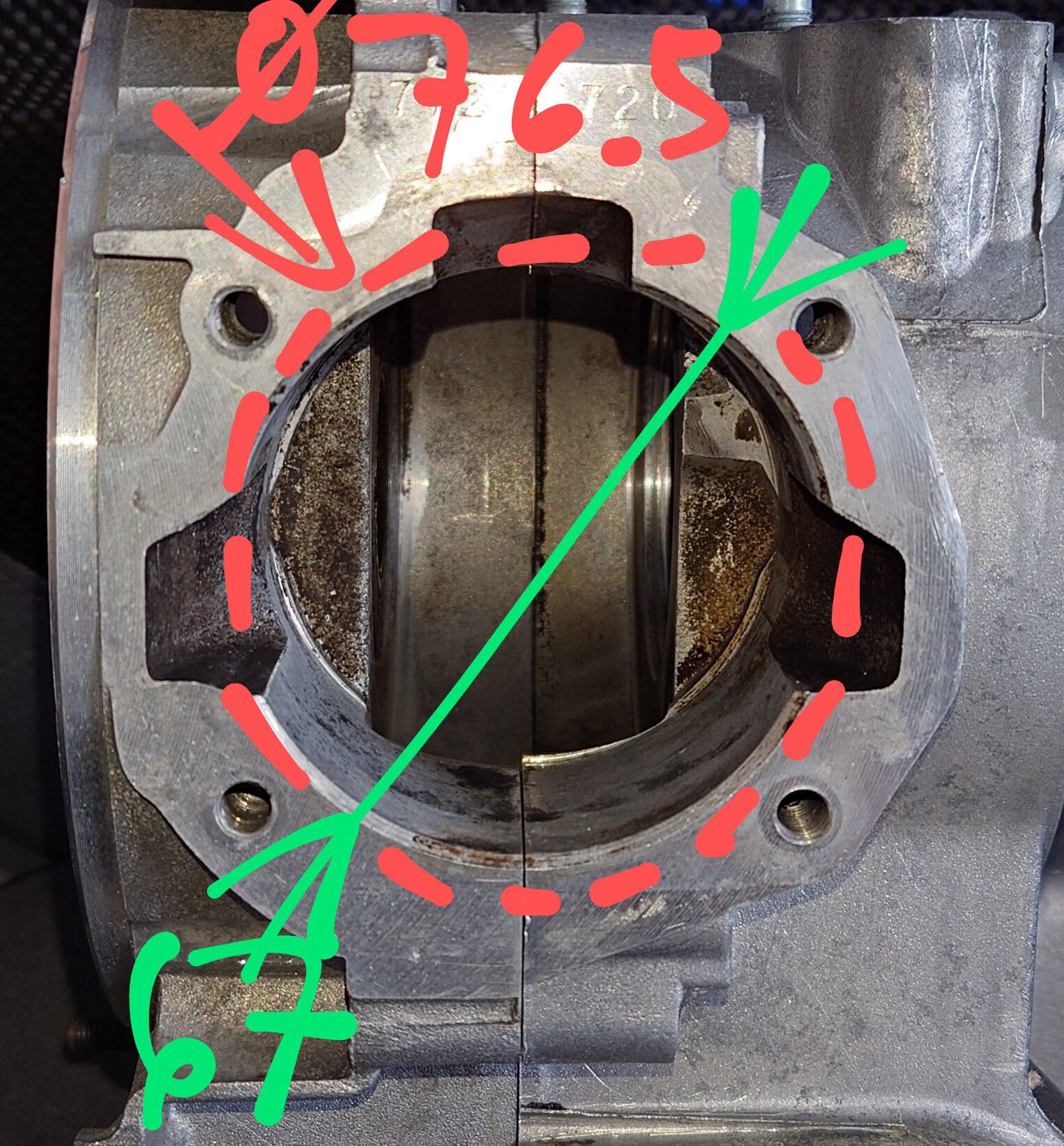 Stock bore is 67mm. Required is 76.5mm to fit the Explorer. Leaves about 0.25mm of "shortage" as per post on FB.