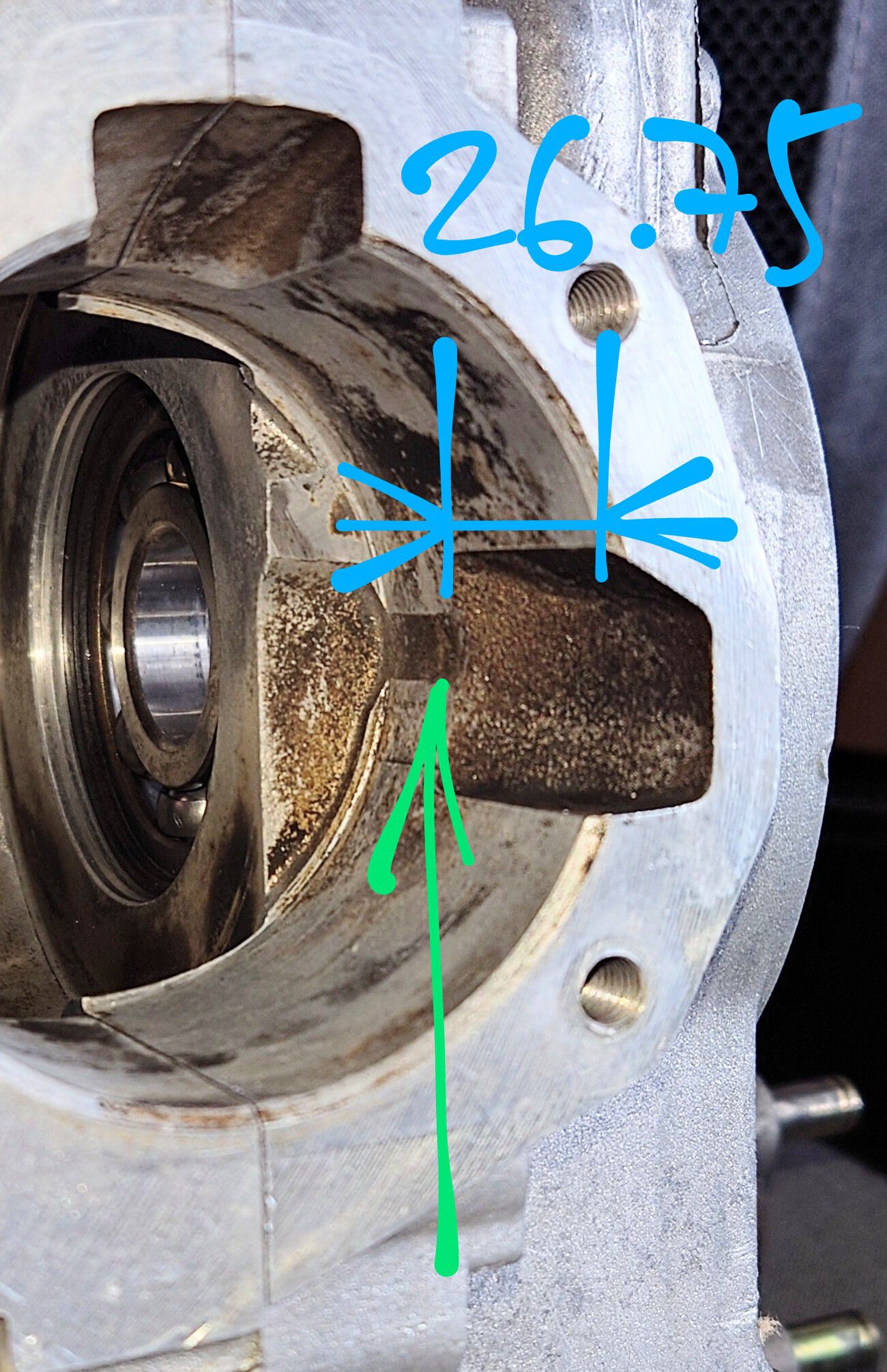 The case is thinnest about 26.75mm and below. There's about 3mm of wall thickness there, in essence, not enough.