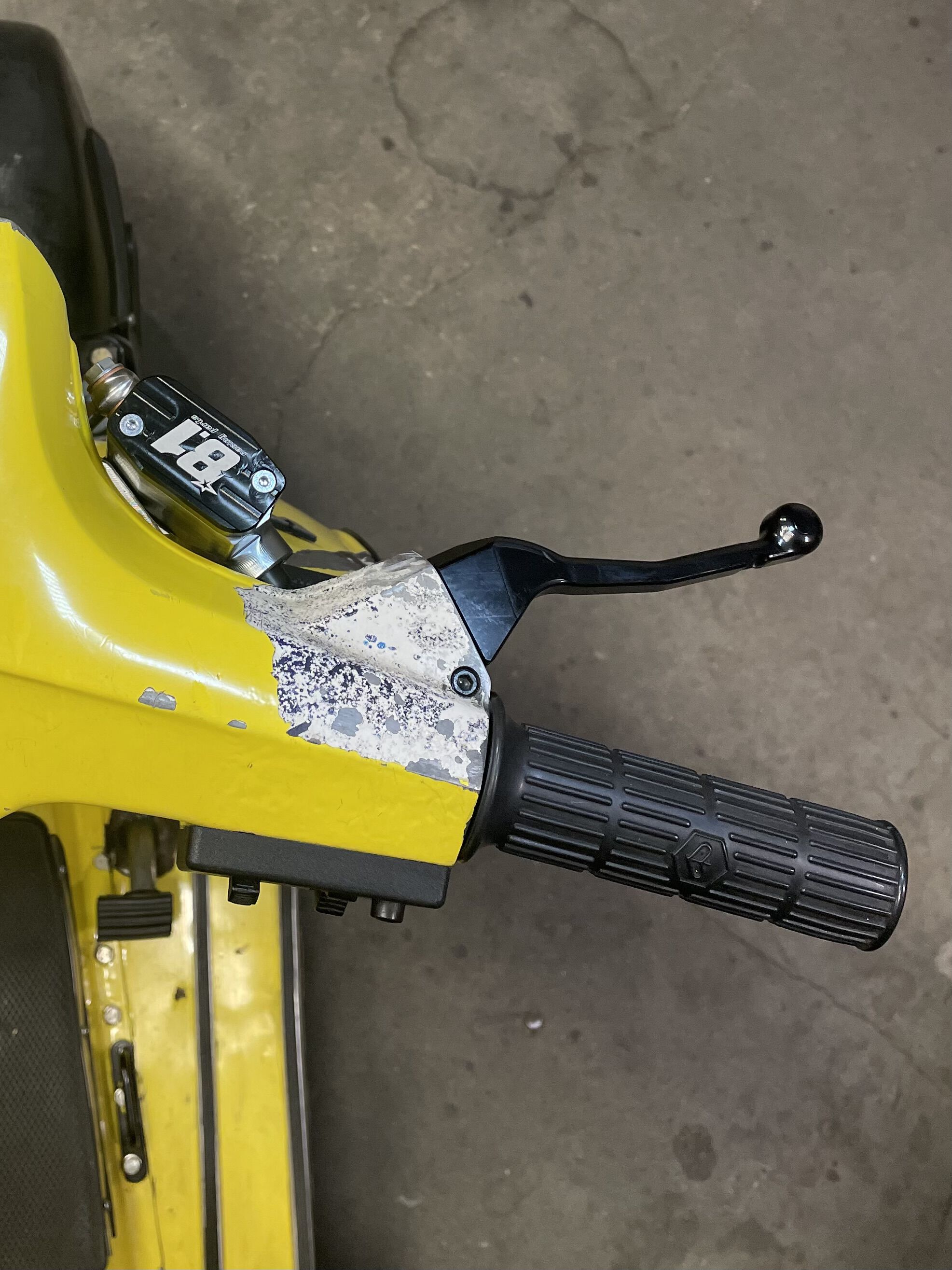 Lever is catching something inside handlebar and not smooth moving. Need to file a bit.