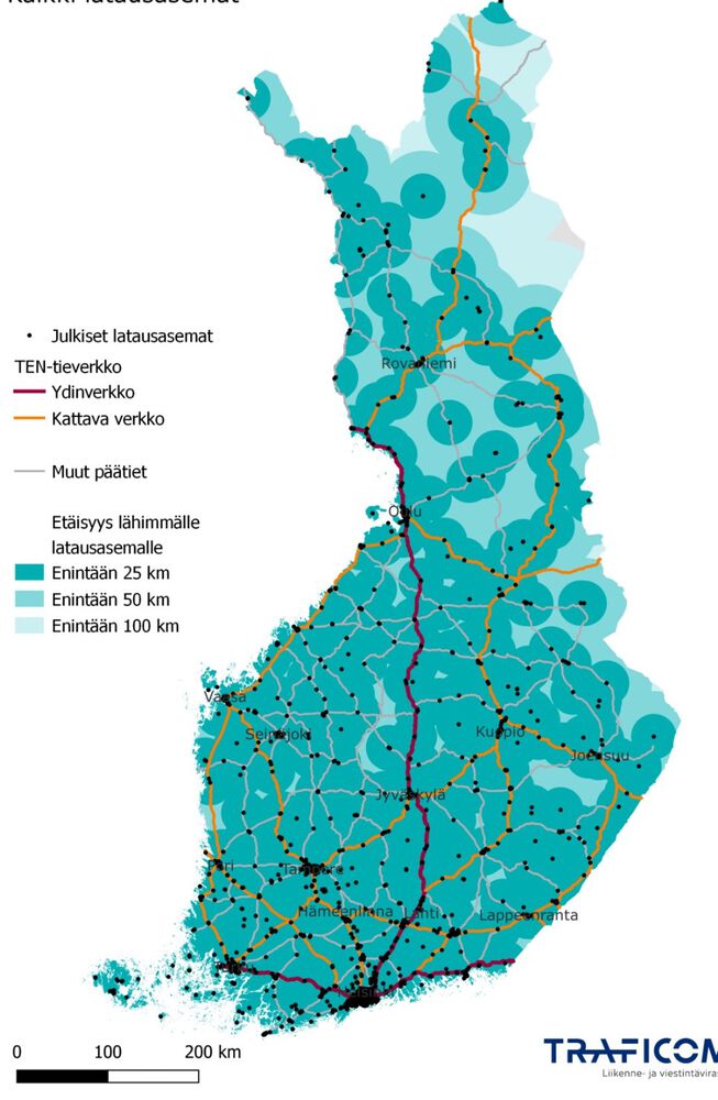 Public charging places in Finland 2022. Already now there are lot more and they keep coming.
