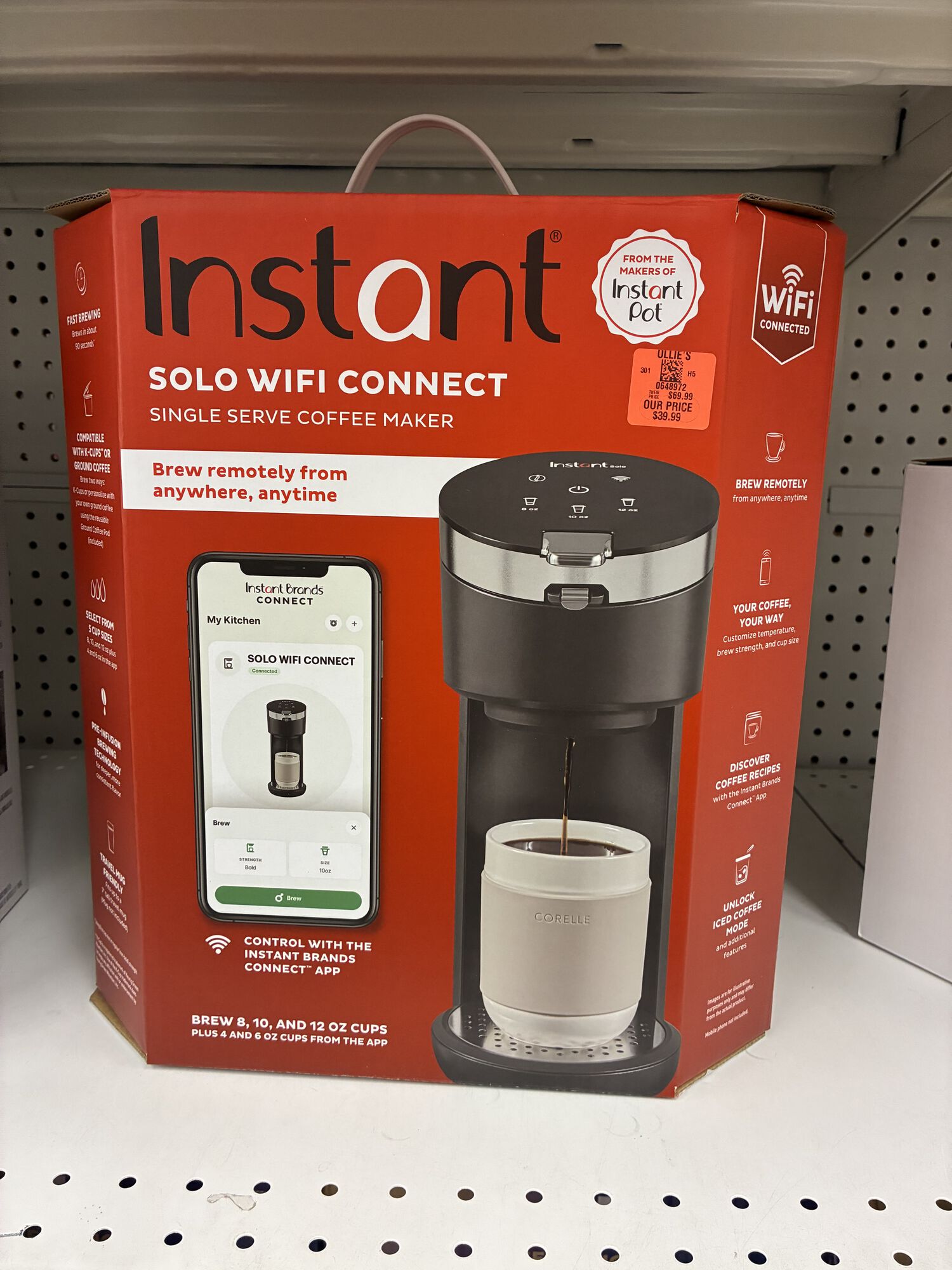 One cup wifi connected remote coffee maker.