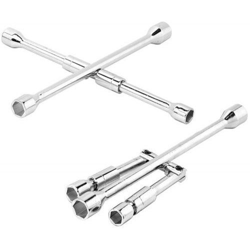 Folding 4-way lug wrench for the backpack