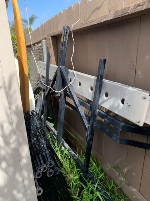 Well-hidden behind the shed when not in use
