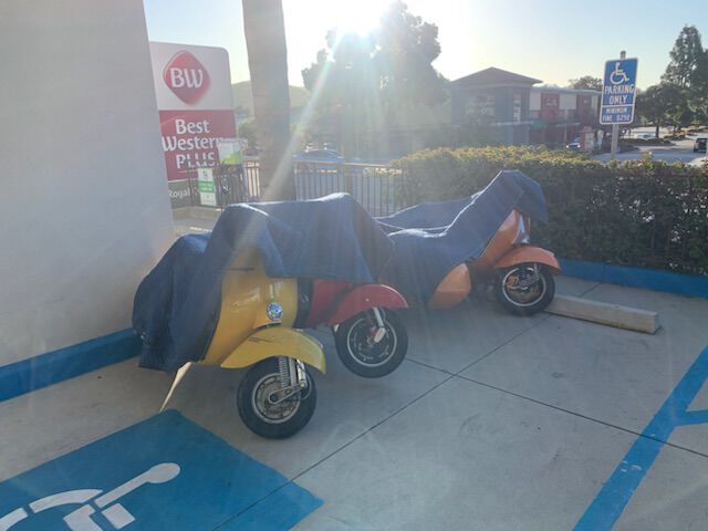 … rise and shine. Ned charmed the lady at front desk into letting us park in the blue zone