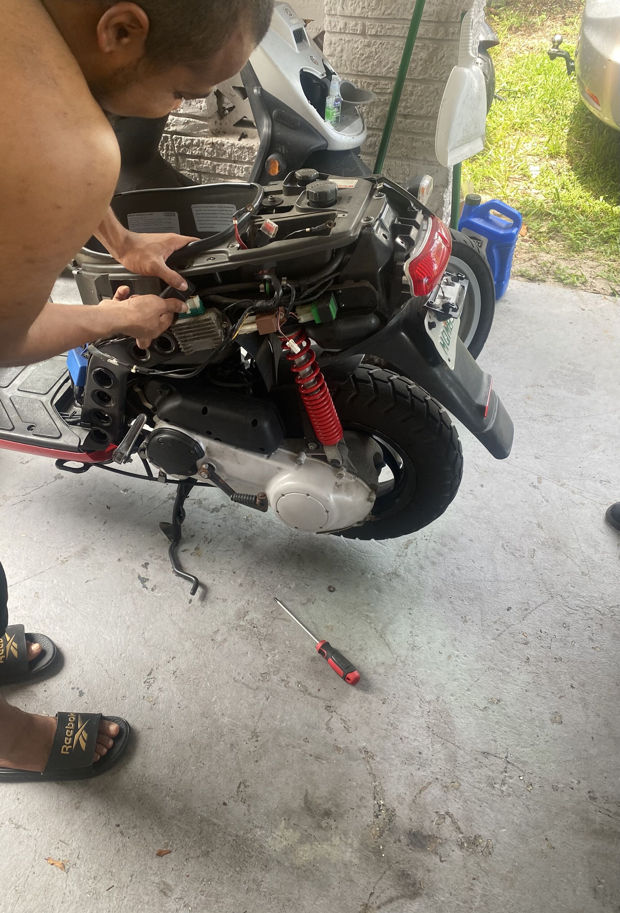 Figuring out wiring and removing engine.