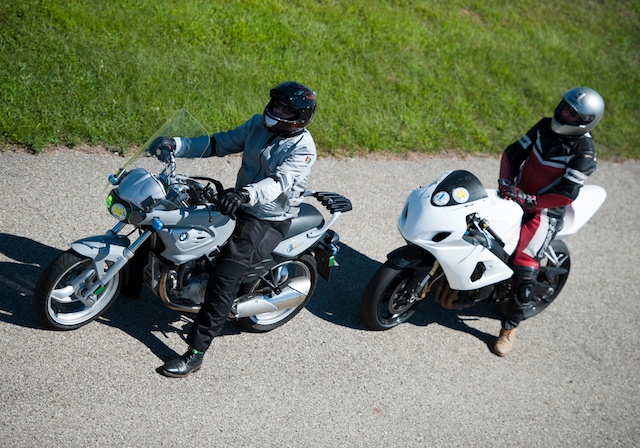 Waiting to get back on the track. The guy behind me has a faster bike but a smaller brain--nearly took me out trying to pass me on the inside of a corner, which was not an allowed move.