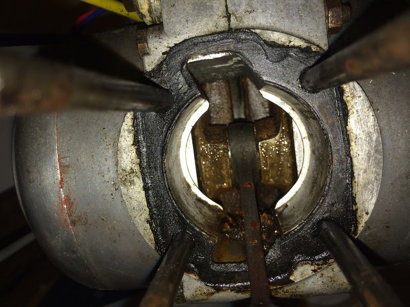 Before. Full o water & gunky stuff, but crank turns freely & quietly