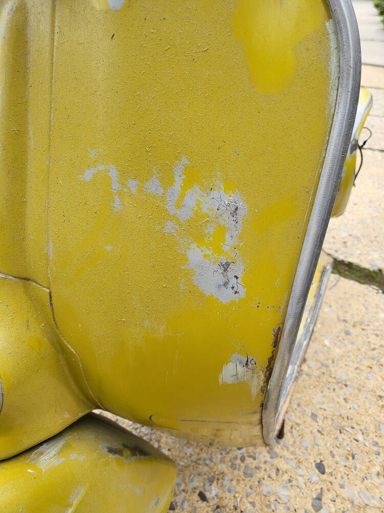dented leg shield at the curve