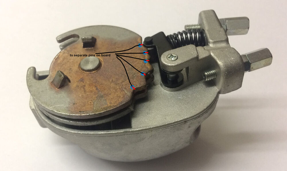 sensor contact at the bottom of each valley.