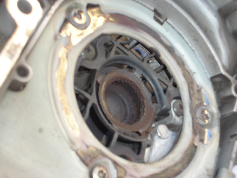Looks like old wear on the transmission case (the flash went off so it's a bit deceptive)