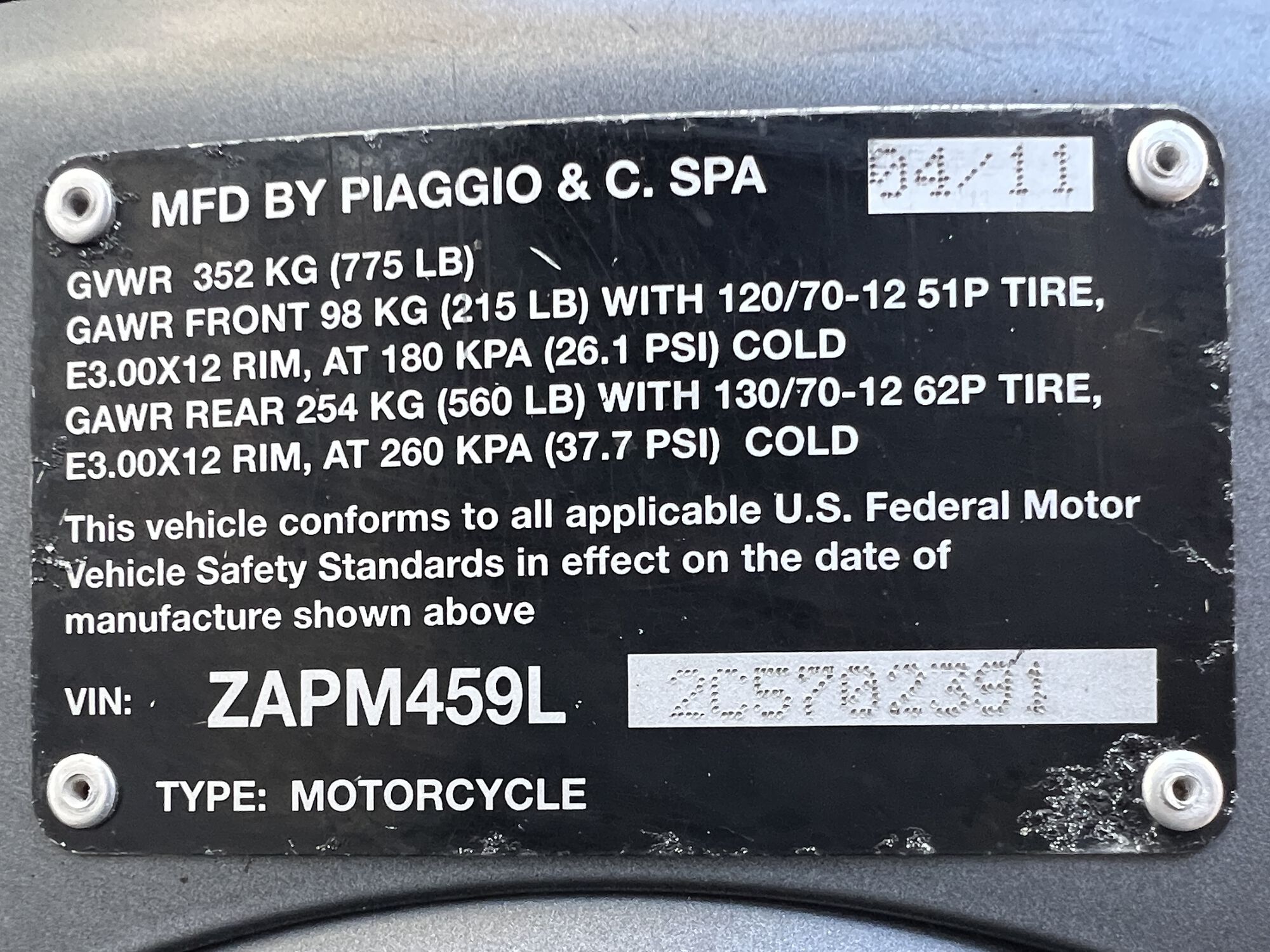 Modern Vespa [Jacksonville, FL] 2012 Vespa GTS 300 Super Runs Good Rusty