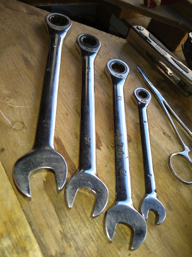 These are my second choice over ratchet and sockets, but my 10mm is hiding at the moment. All of these are duplicates and stay here for my family to use...