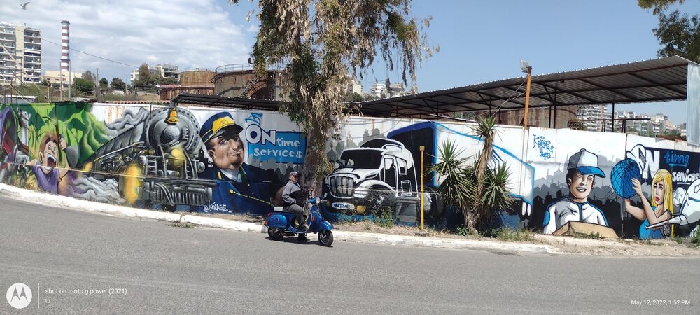 Mr. toeMOSS and some local art on our waterfront ride