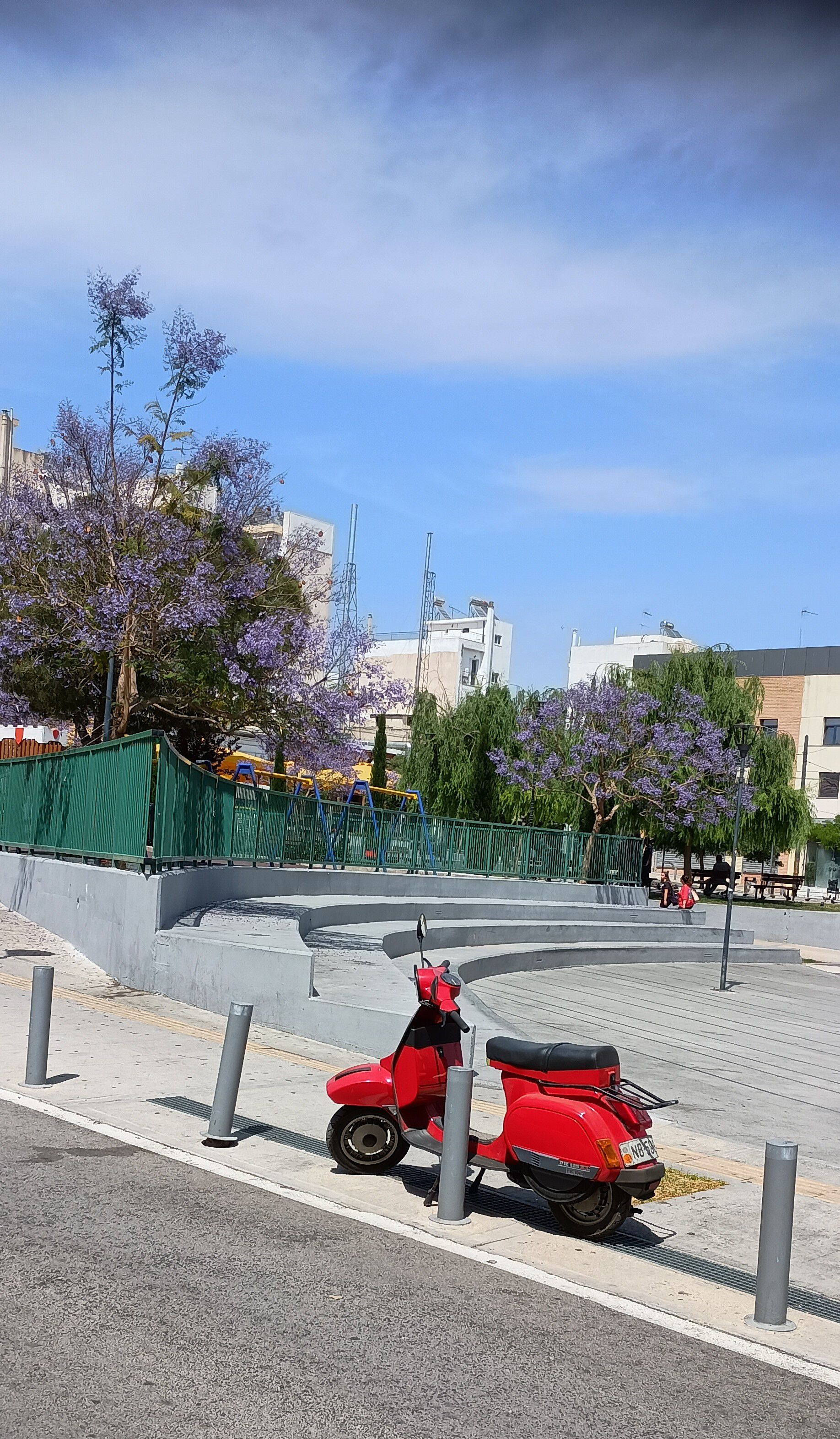 Our local square or 'platia' w/ the trees in bloom
