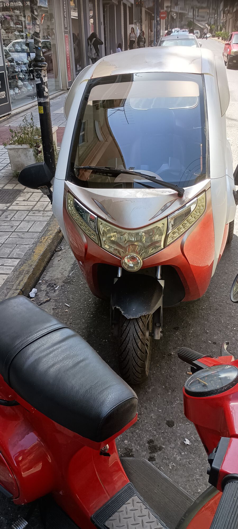 From the condition of the front fender I suspect it would benefit from better brakes. Or maybe just an automatic electronic collision avoidance device?