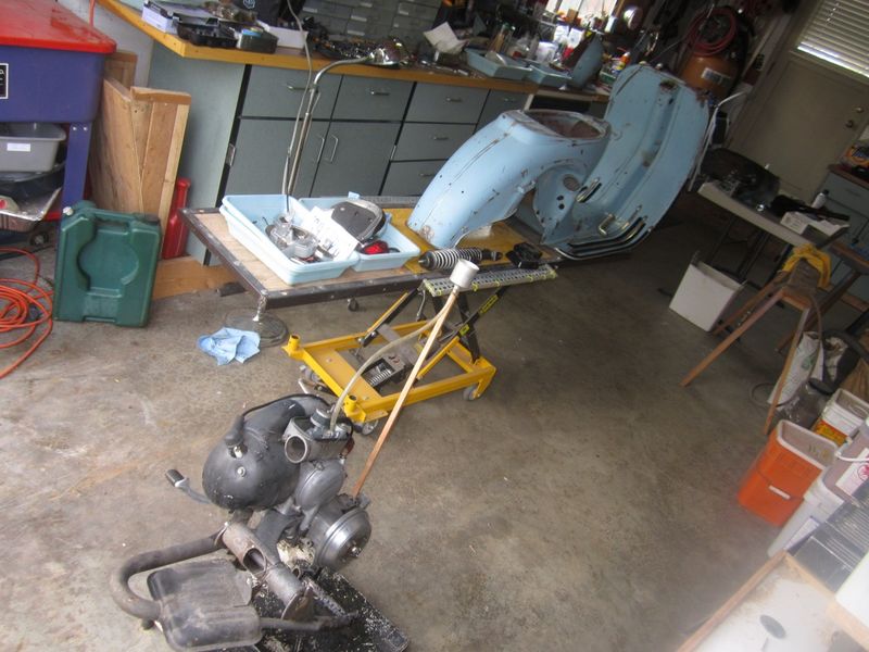 Motor and frame pretty much like mine
He scrubbed thru the blue some places getting rid of the rattle can red primer that covered it