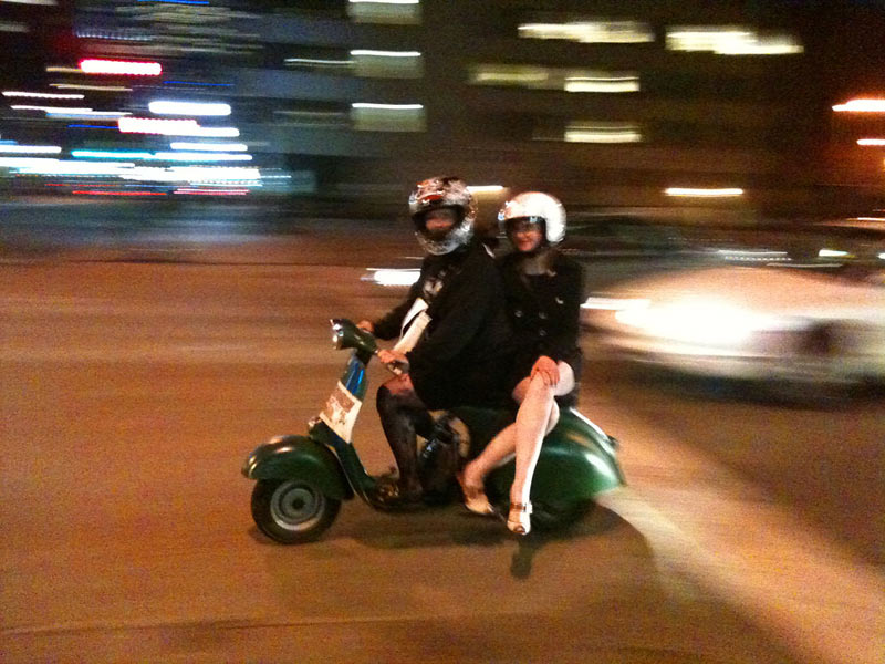 Vespa on the streets of Denver, Colorado.