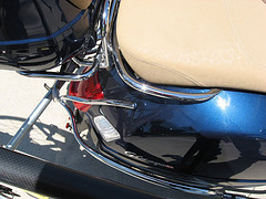 The metal crash bar snapped into two pieces