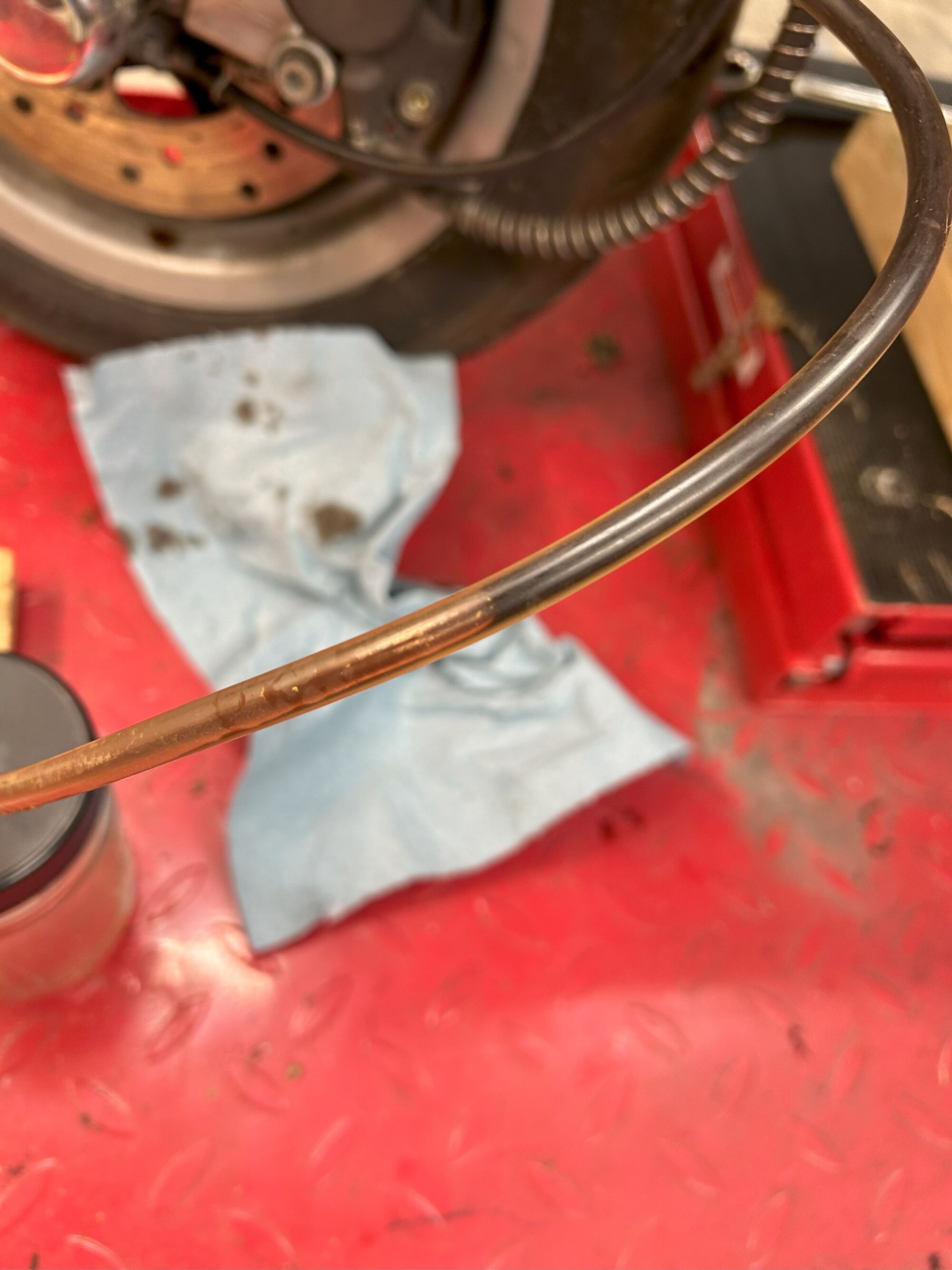 Brake fluid in drain line