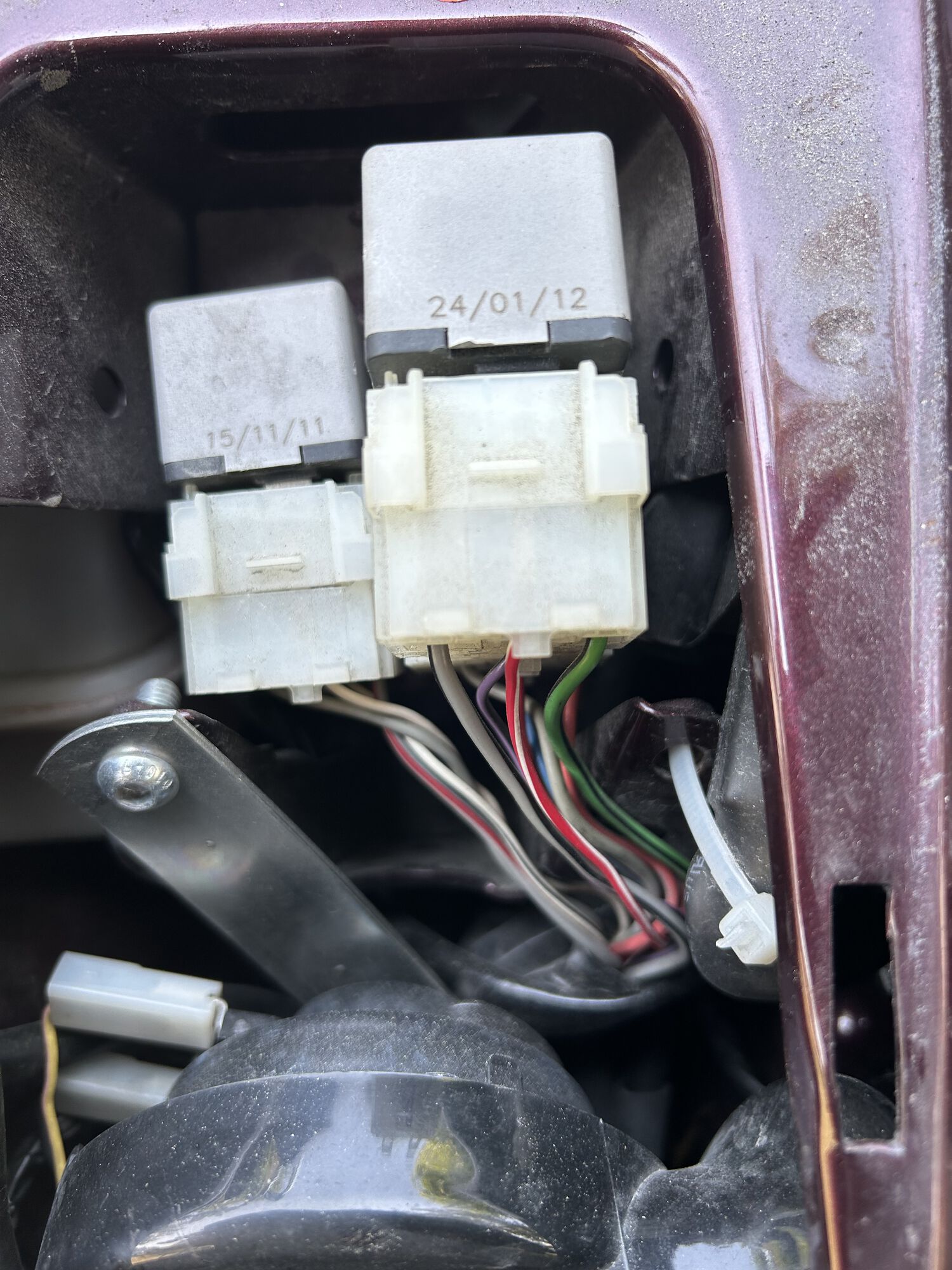 Front relay which chatters.  Shown for wire colors for a wiring diagram