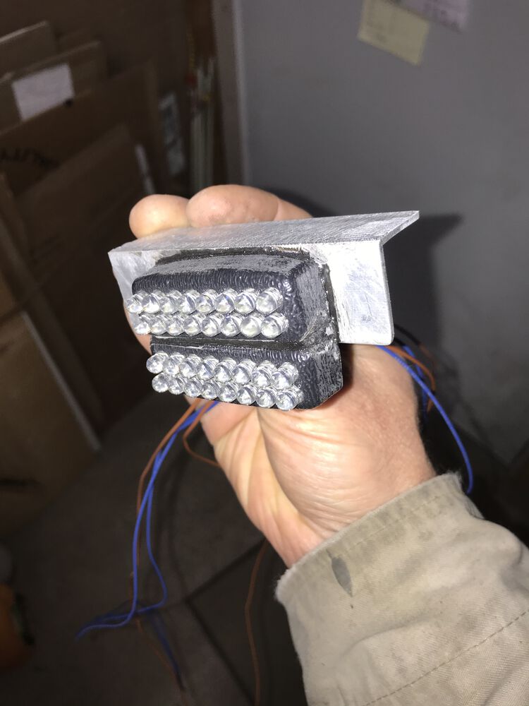 LEDs epoxied to the aluminum angle