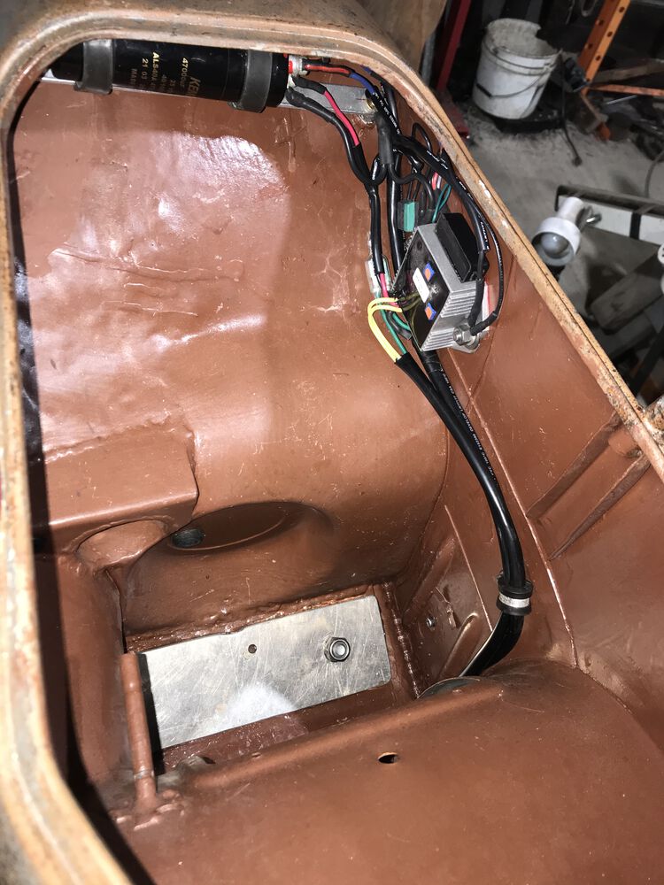 All the wiring is completed in the rear portion of the scooter. Non of it will be able to be seen once the fuel tank is reinstalled.