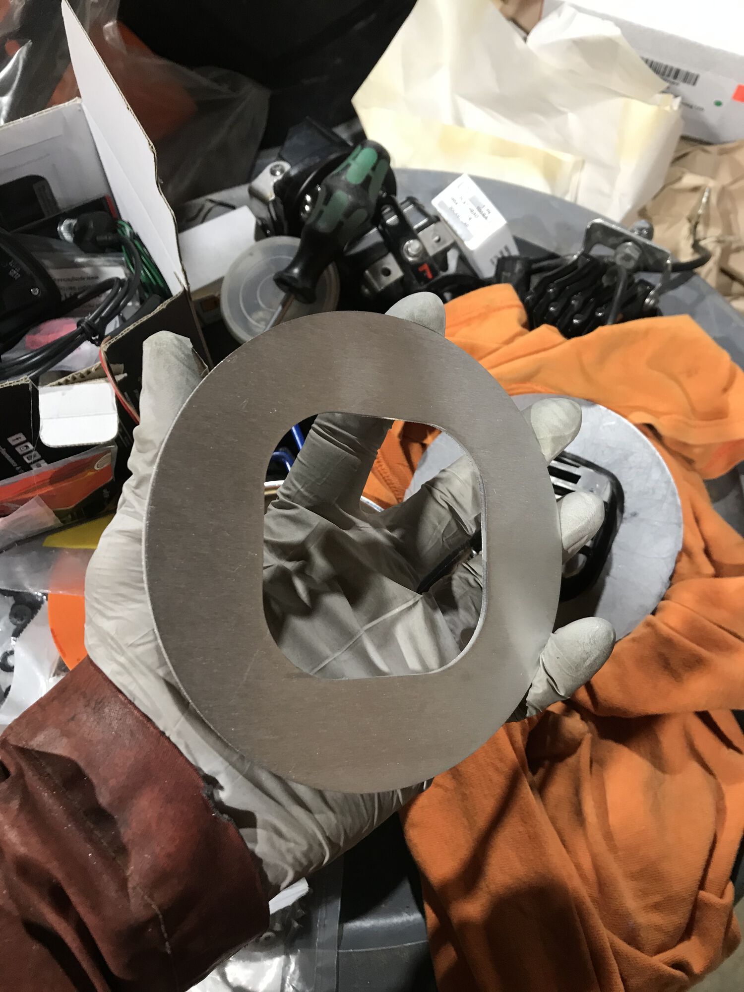 I piece is 1/8" aluminum that will be used as a locating ring