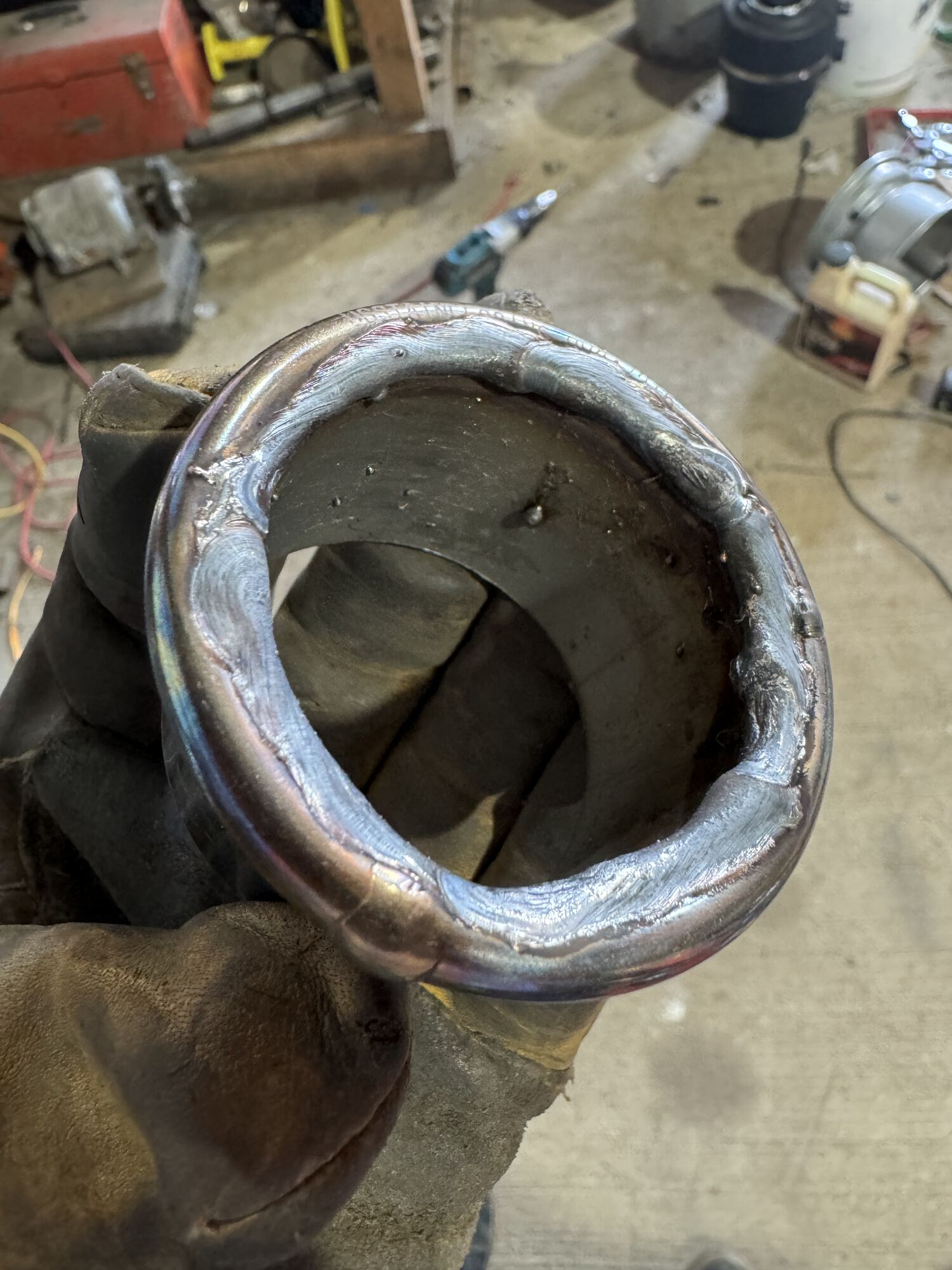 used a spool gun to weld it. It was VERY difficult to not have huge weld beads blotching towards the inside of the tube.
