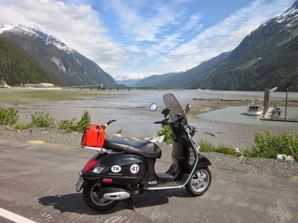 Vespa GT200 in Hyder, Alaska.
