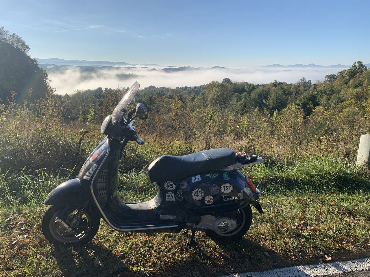 Today on Rector Corner Road. Fog was in the valleys at 50F.