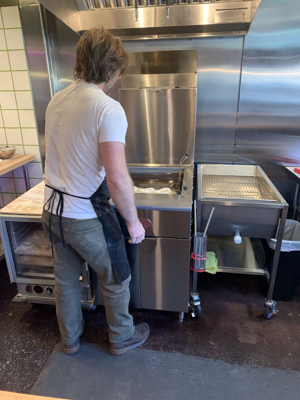 Making doughnuts by hand at Noodle Hole in Marshall.