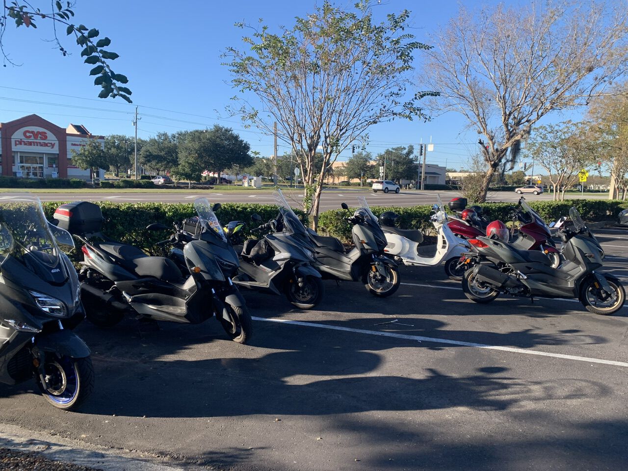 At the start of the ride on Sunday.  Nine scooters this time.