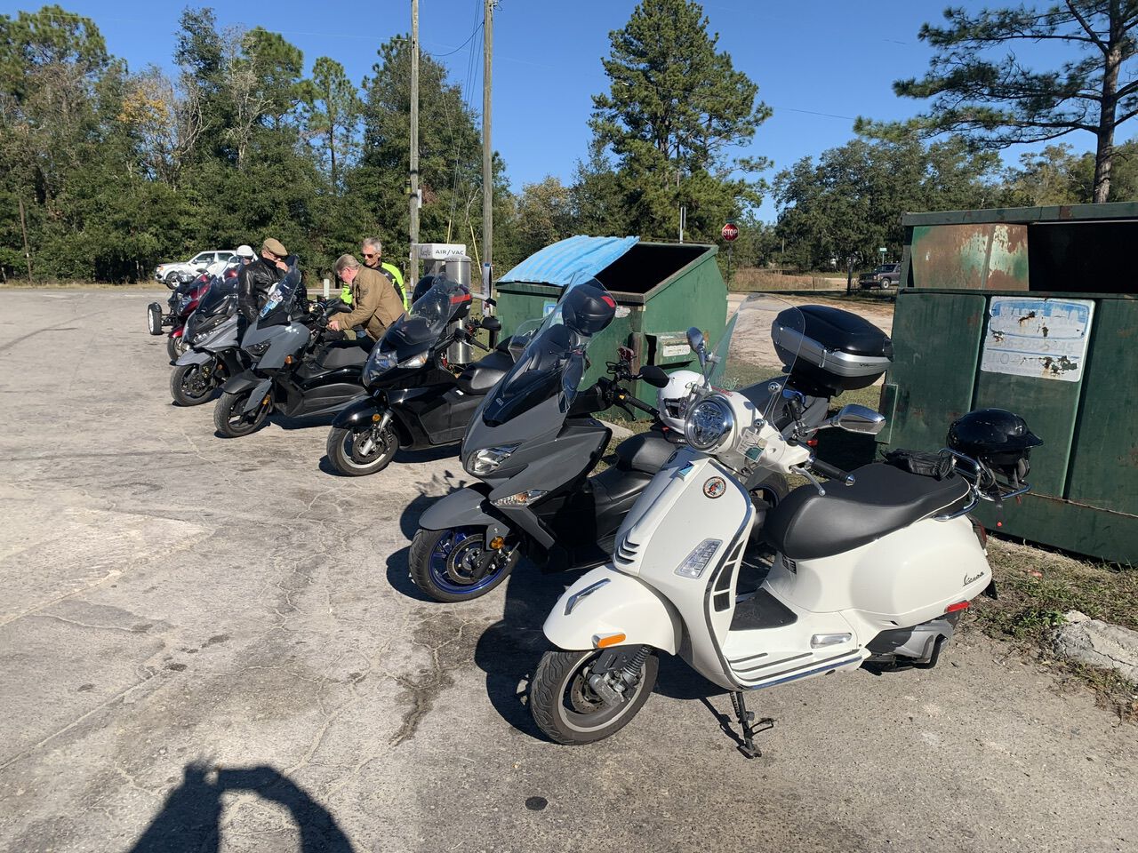 We stopped at a gas station for a butt break.  Not very scenic with two dumpsters.