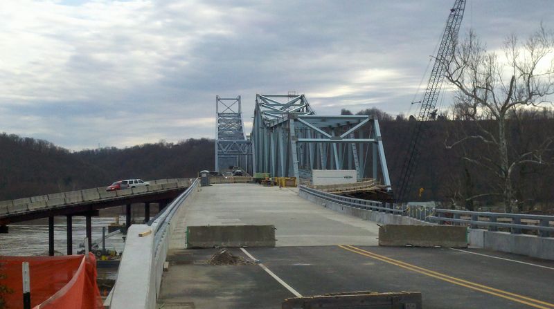 This view shows the ramp and approach that will be in place when they slide the new super structure over.