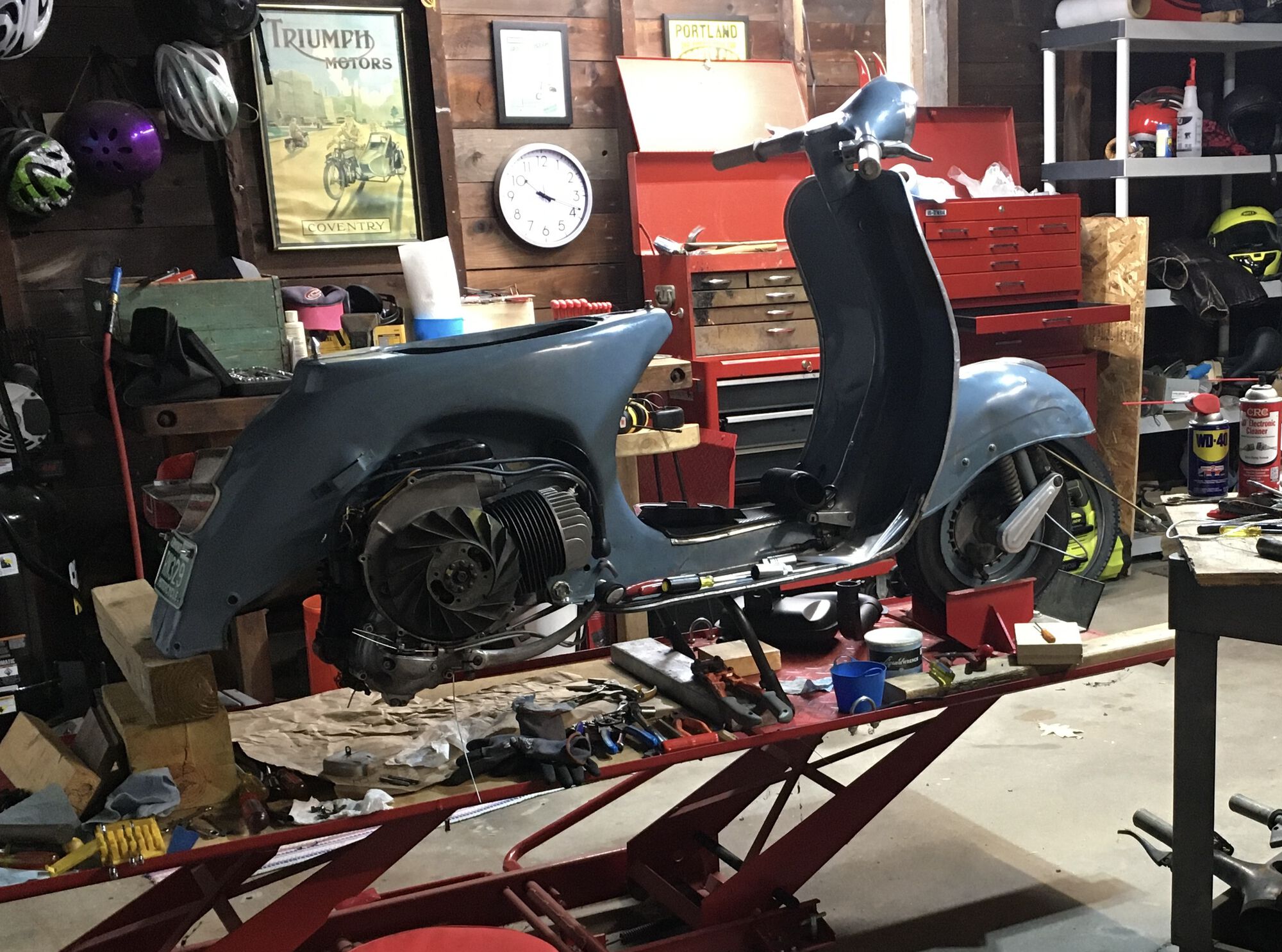 Just after reinstalling rebuilt motor.